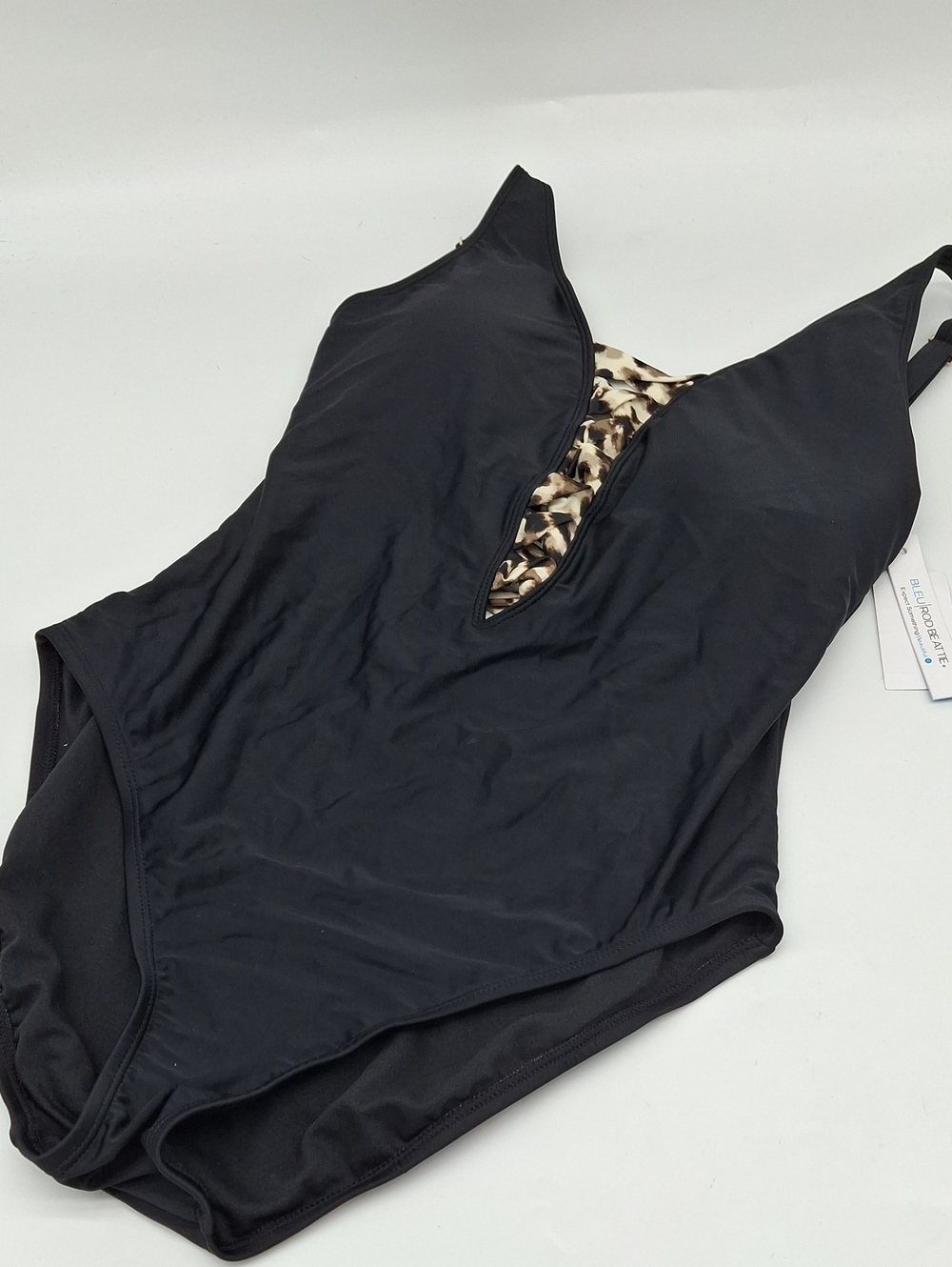 BLEU Rod Beattie Twisted Front One-Piece Black Animal Print 10